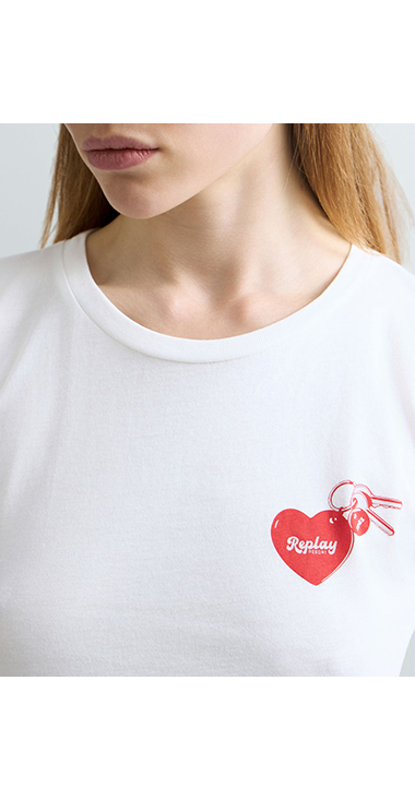 コットンジャージーハートプリントTシャツ 詳細画像